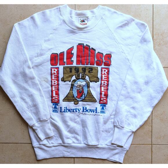 Ole Miss Rebels 1992 Liberty Bowl sweatshirt M white Mississippi football vtg - Picture 1 of 6